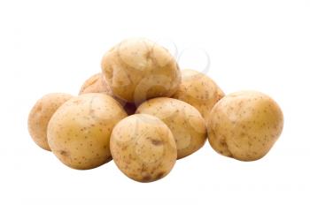 Raw potatoes on white background

