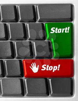 Royalty Free Photo of a Close-up of Computer Keyboard With Start and Stop Key