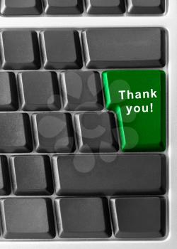 Royalty Free Photo of a Close-up of Computer Keyboard With a Thank You Key
