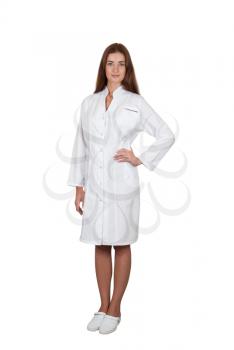 attractive female doctor isolated on a white