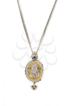 religious jewellery icon pendant on a white background