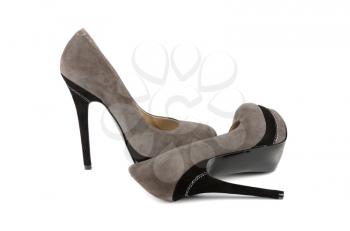 grey female shoes on a white background