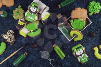 Cookies for Patrick's day on dark background