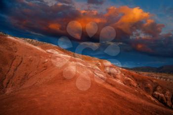 Mars landscape with beauty sky sunset