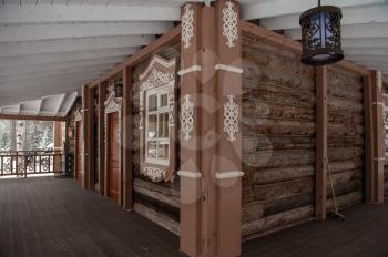 BELOKURIKHA. ALTAISKIY KRAI. WESTERN SIBERIA. RUSSIA - DECEMBER 3, 2018: old merchant house of the early 19th century (1822 year) on December 3, 2018 in Altayskiy krai, Siberia, Russia.