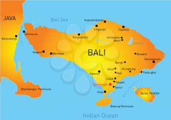 Royalty Free Clipart Image of a Map of Bali