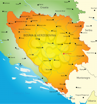 Royalty Free Clipart Image of a Map of Bosnia and Herzegovina