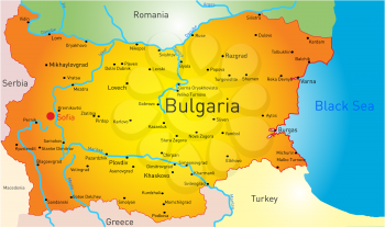 Royalty Free Clipart Image of a Map of Bulgaria