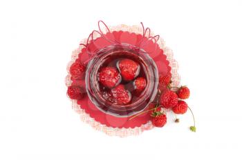 Strawberry jam with fresh strawberries