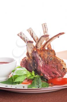 roasted lamb rib chops with vegetables