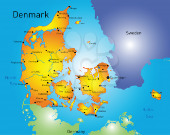 Vector color map of Denmark country