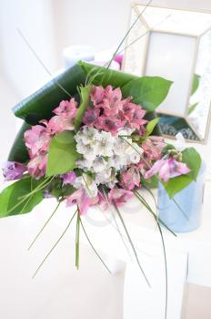 close up of beautiful wedding bouquet