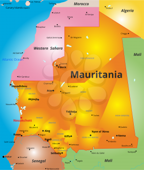 Vector color map of Mauritania country
