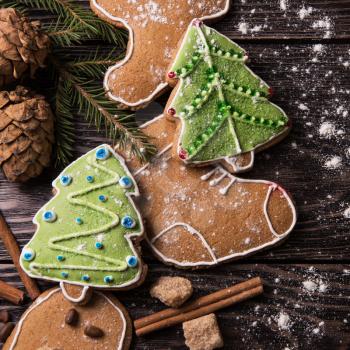 Homemade gingerbread cookies with tea