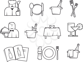Royalty Free Clipart Image of a Set of Restaurant Symbols