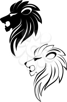 Royalty Free Clipart Image of Lions' Heads