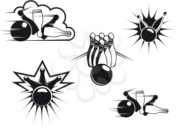 Royalty Free Clipart Image of Bowling Elements