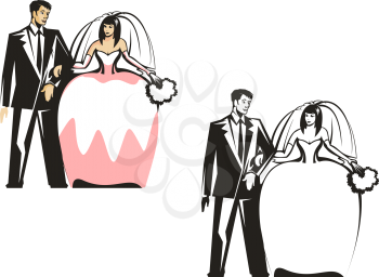 Royalty Free Clipart Image of Bridal Couples