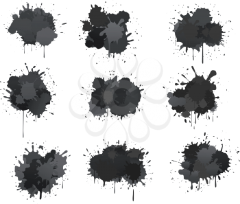 Royalty Free Clipart Image of Black Ink Blobs