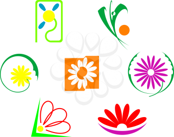 Royalty Free Clipart Image of a Set of Floral Symbols