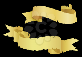 Royalty Free Clipart Image of Ribbons on a Black Background
