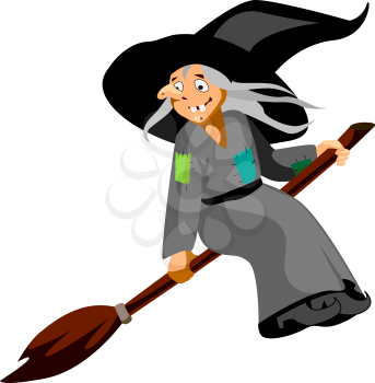 Royalty Free Clipart Image of a Witch and Broomstick
