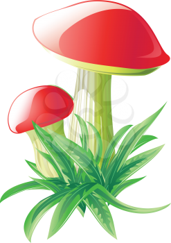 Royalty Free Clipart Image of Mushrooms and Grass