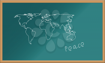 Royalty Free Clipart Image of the World on a Chalkboard