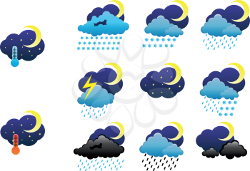 Royalty Free Clipart Image of Nighttime Weather Icons