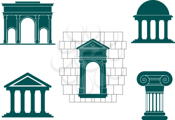 Royalty Free Clipart Image of Four Architectural Designs