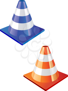 Royalty Free Clipart Image of Two Traffic Cones