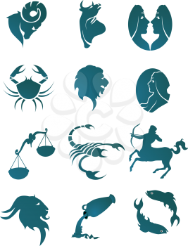 Royalty Free Clipart Image of a Set of Horoscope Icons