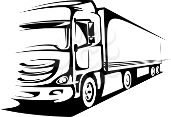 Delivery truck on silhouette style for transportation design