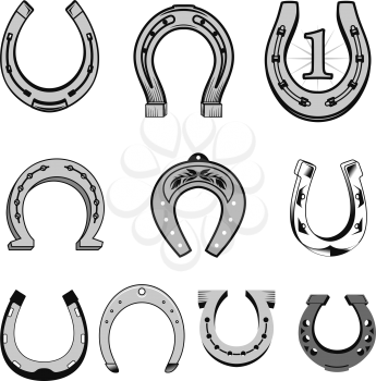 Set of horseshoes elements for design lucky concepts