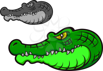 Green cartoon crocodile head for tattoo or mascot design
