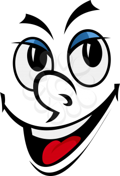 Cartoon funny face with smile for comics design