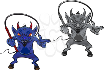 Blue danger cartoon devil for mascot or tattoo