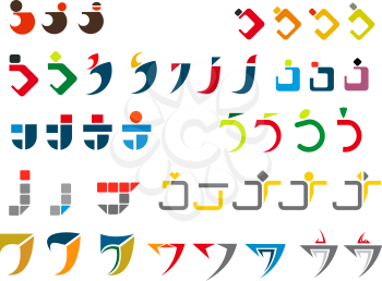 Set of alphabet symbols and elements of letter J