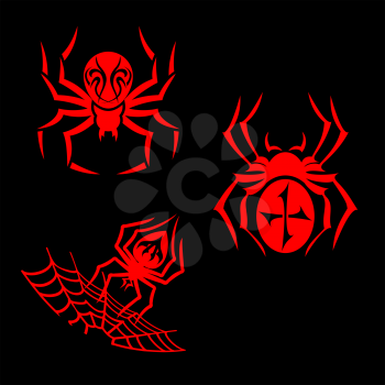 Set of spiders for tribal tattoo design