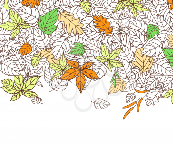 Autumn Leaves Silhouettes Background For Seasonal or Thanksgiving Design
