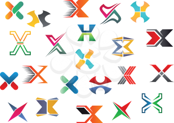 Set of alphabet symbols and elements of letter X