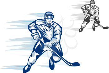Moving hockey player in uniform for sports design