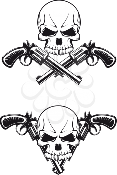 Danger skull with revolvers for tattoo design