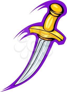Medieval sharp dagger in cartoon style for tattoo design