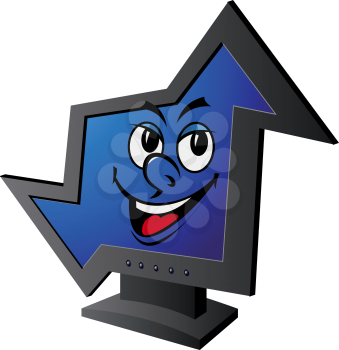 Smiling cartoon computer display isolated on white background