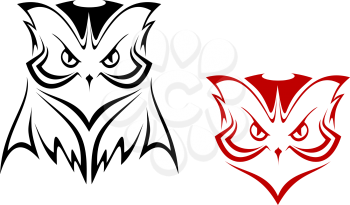 Owl mascot in two variations for tattoo or emblem design
