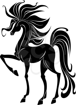 Silhouette of black stallion for equestrian design