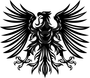 Black heraldic eagles for heraldry or tattoo design isolated on white background