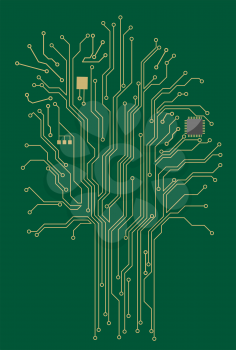 Computer motherboard tree for modern technology concept design