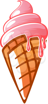 Fresh ice cream cone isolated on white background